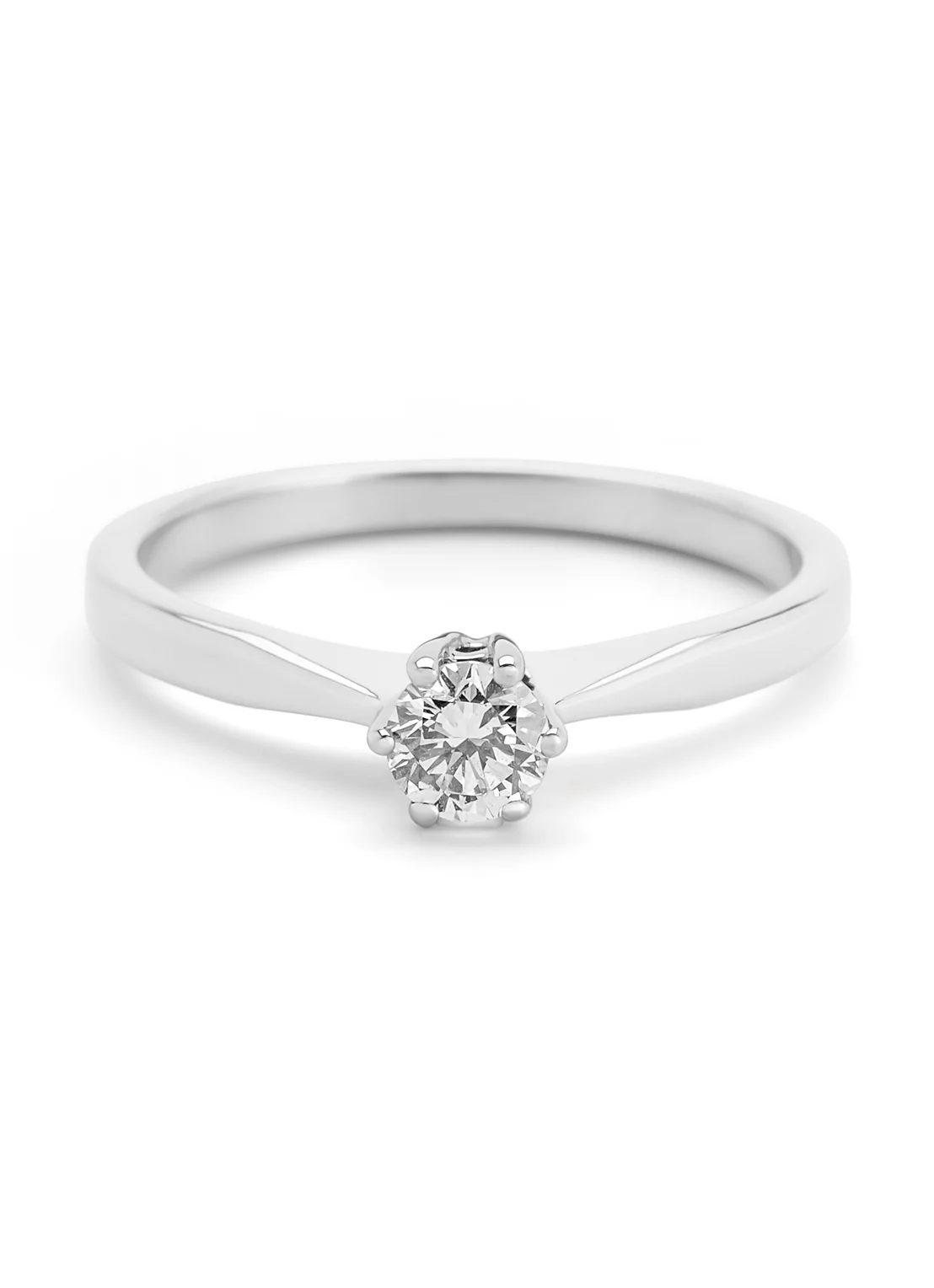 Witgouden solitairring, 0.25 ct diamant, Groeibriljant - Image 3