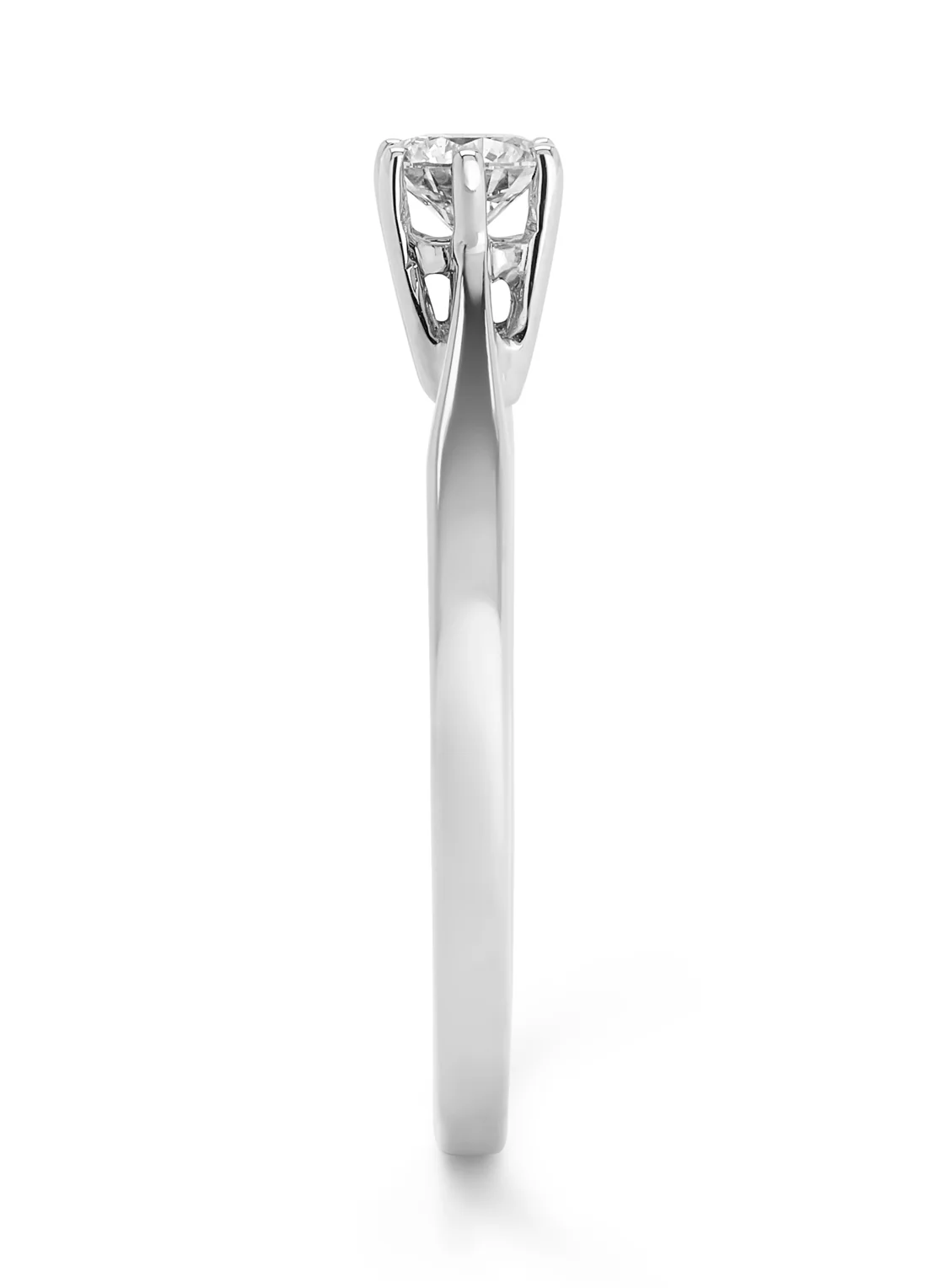 Witgouden solitairring, 0.27 ct diamant, Groeibriljant - Image 4