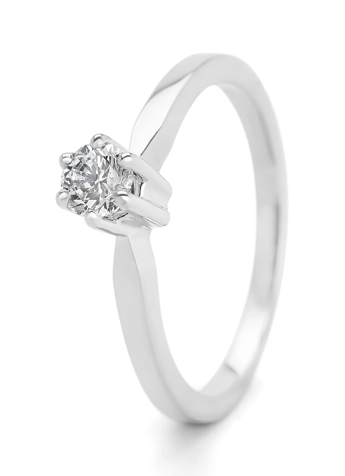 Witgouden solitairring, 0.32 ct diamant, Groeibriljant