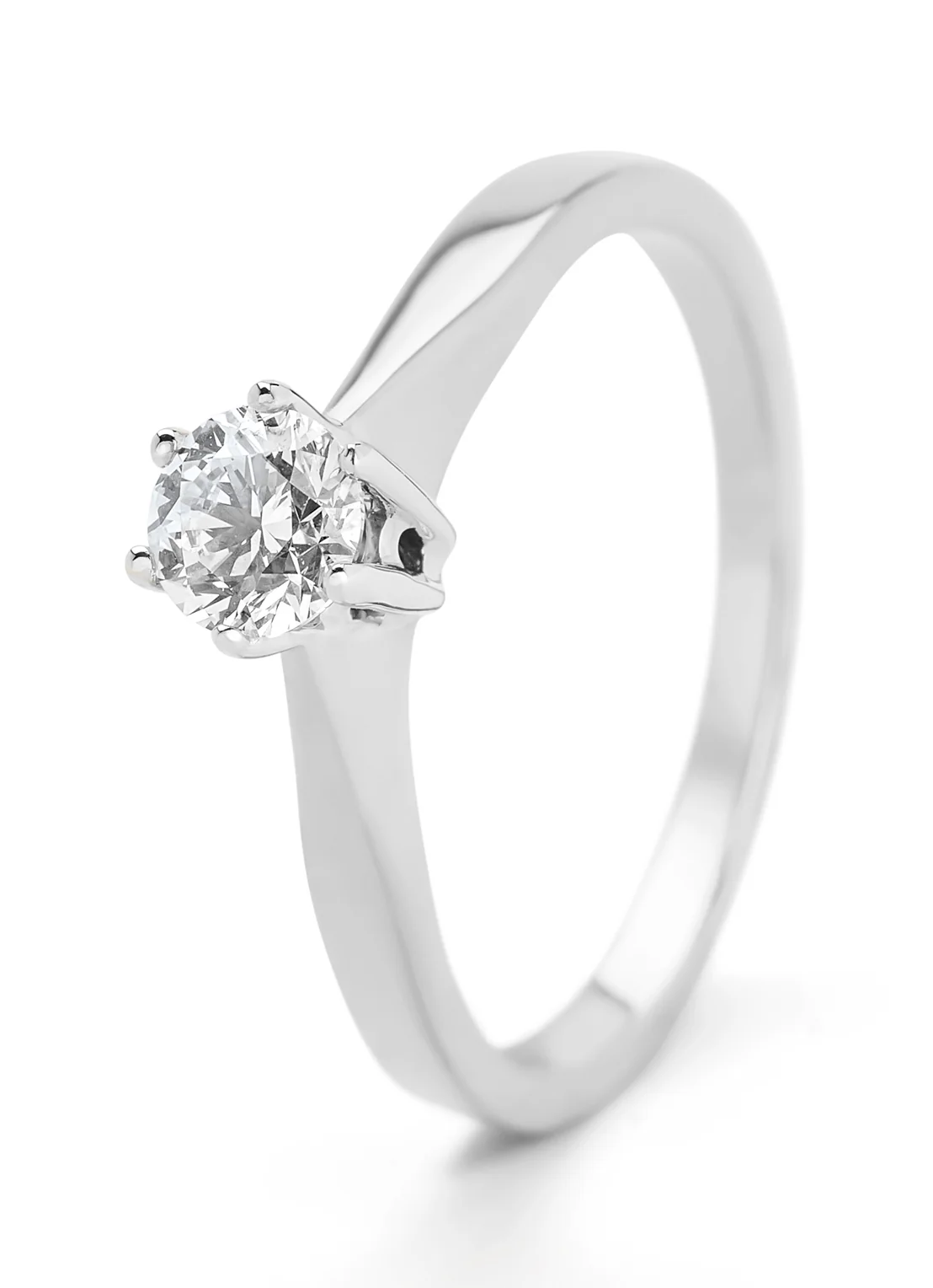 Witgouden solitairring, 0.36 ct diamant, Groeibriljant