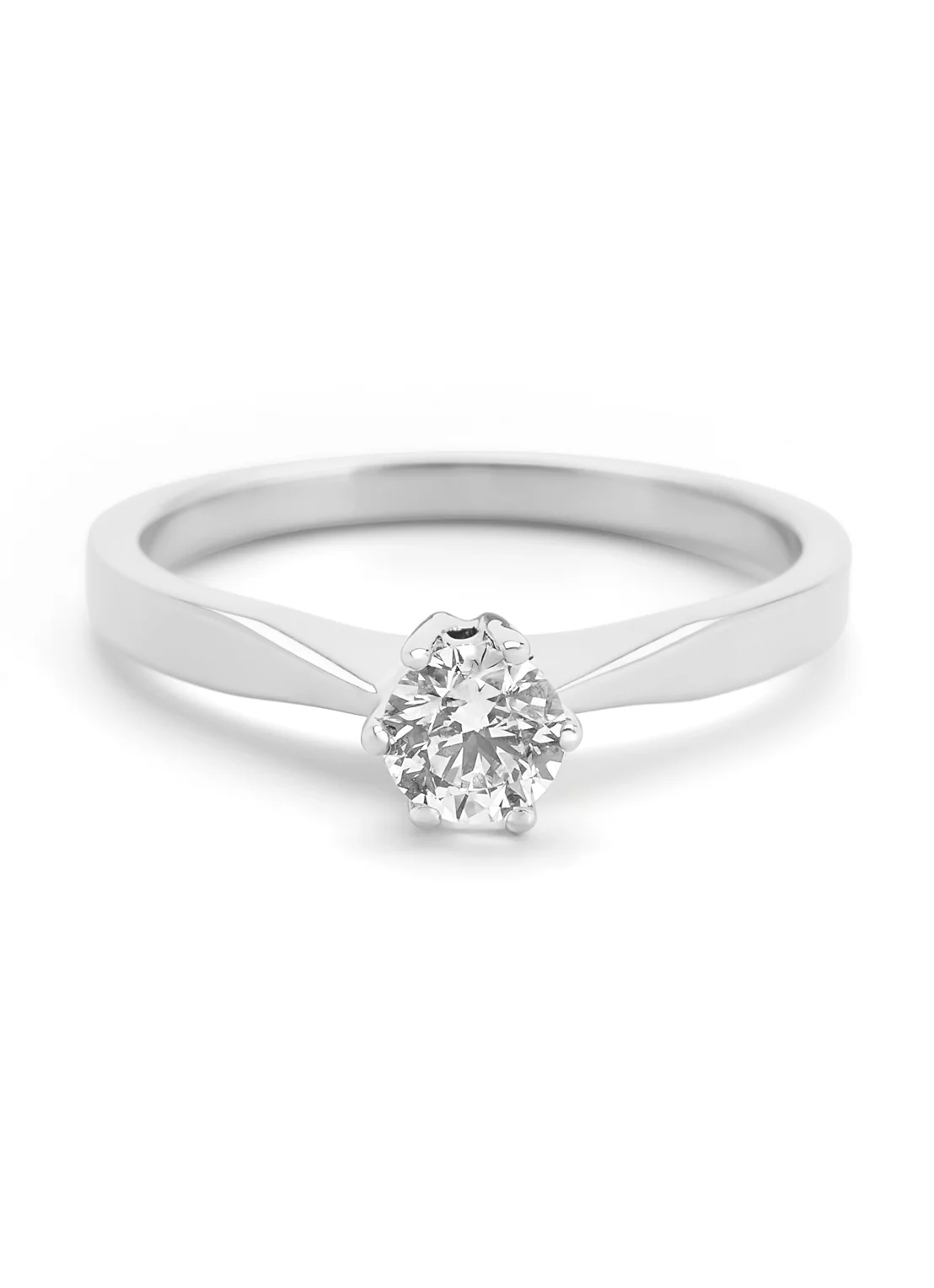Witgouden solitairring, 0.36 ct diamant, Groeibriljant - Image 3