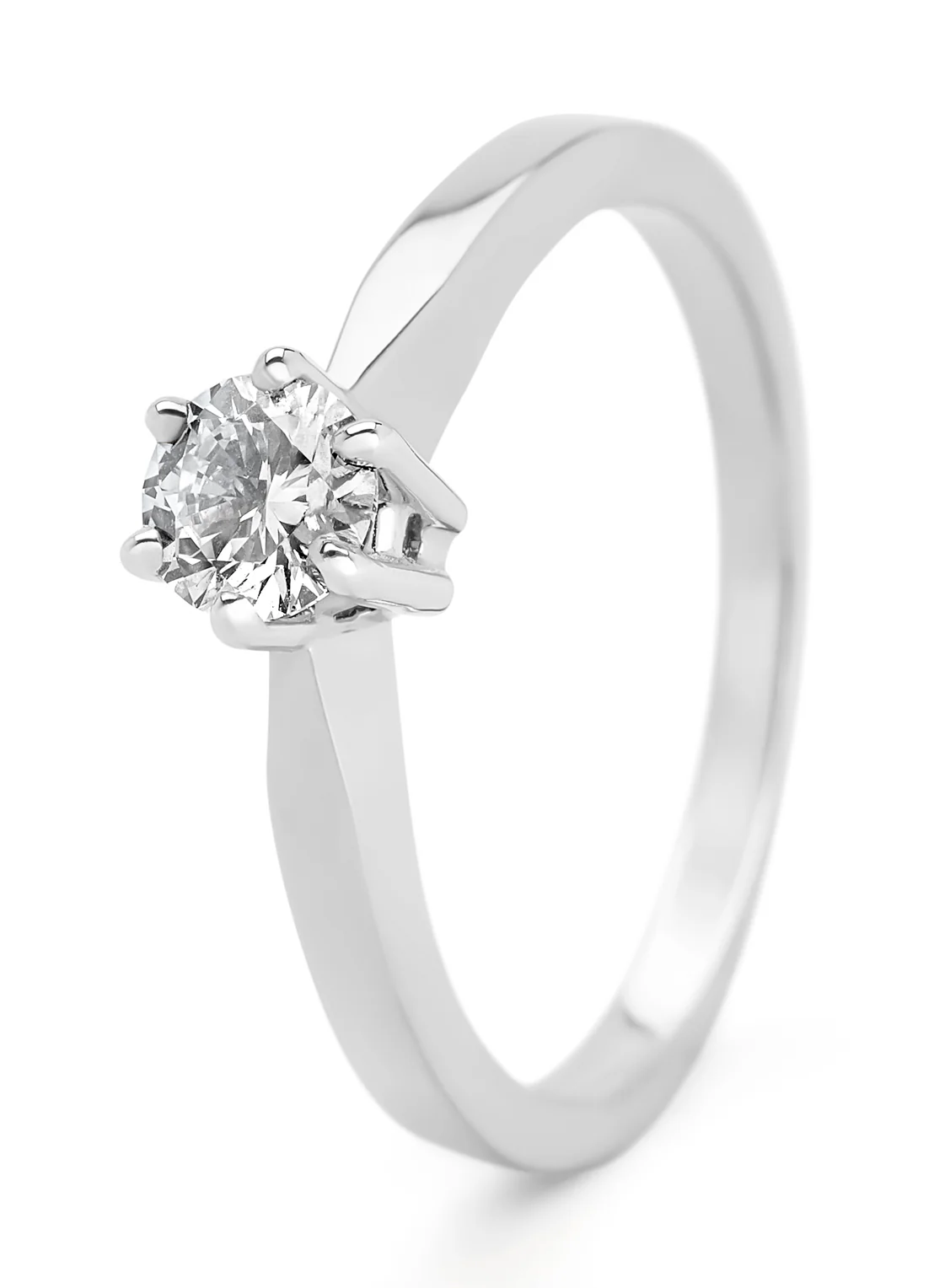 Witgouden solitairring, 0.44 ct diamant, Groeibriljant