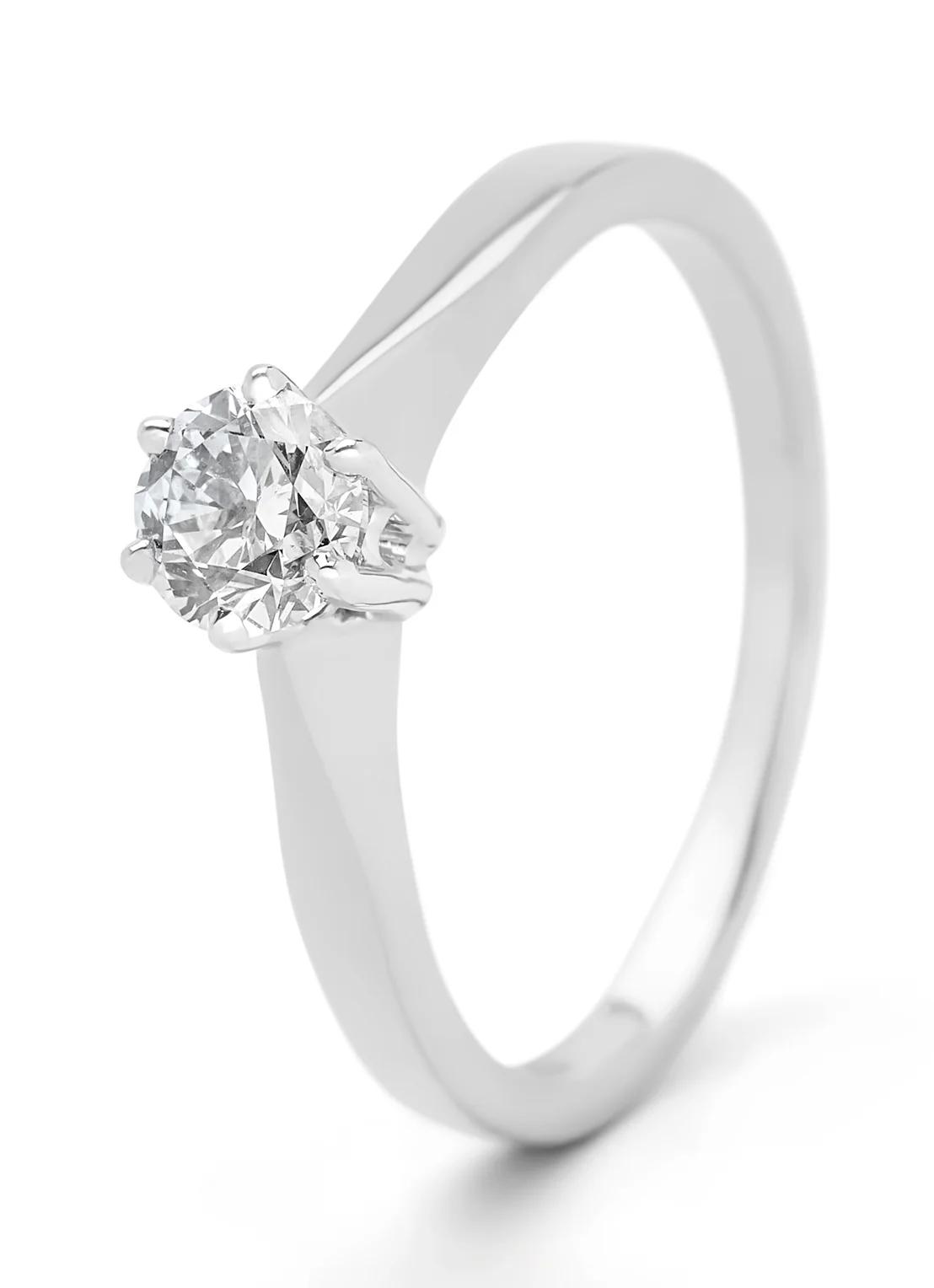 Witgouden solitairring, 0.52 ct diamant, Groeibriljant