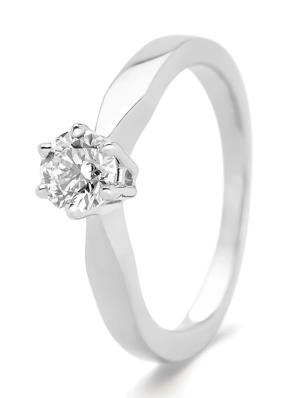 Witgouden solitairring, 0.56 ct diamant, Groeibriljant