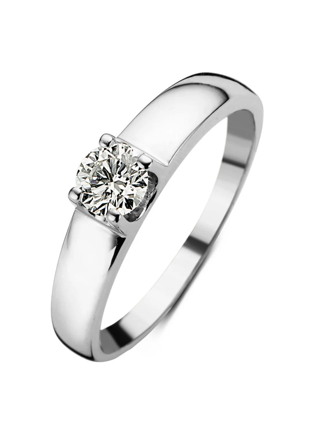Witgouden solitairring, 0.60 ct diamant, Groeibriljant