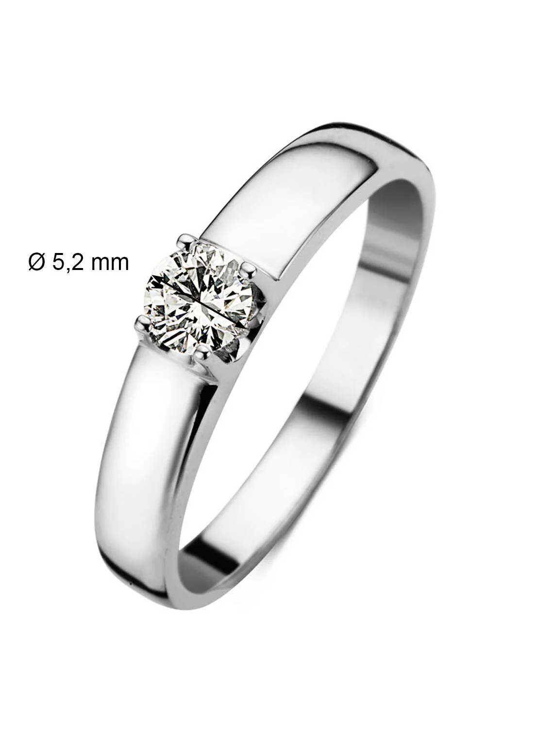 Witgouden solitairring, 0.60 ct diamant, Groeibriljant - Image 2