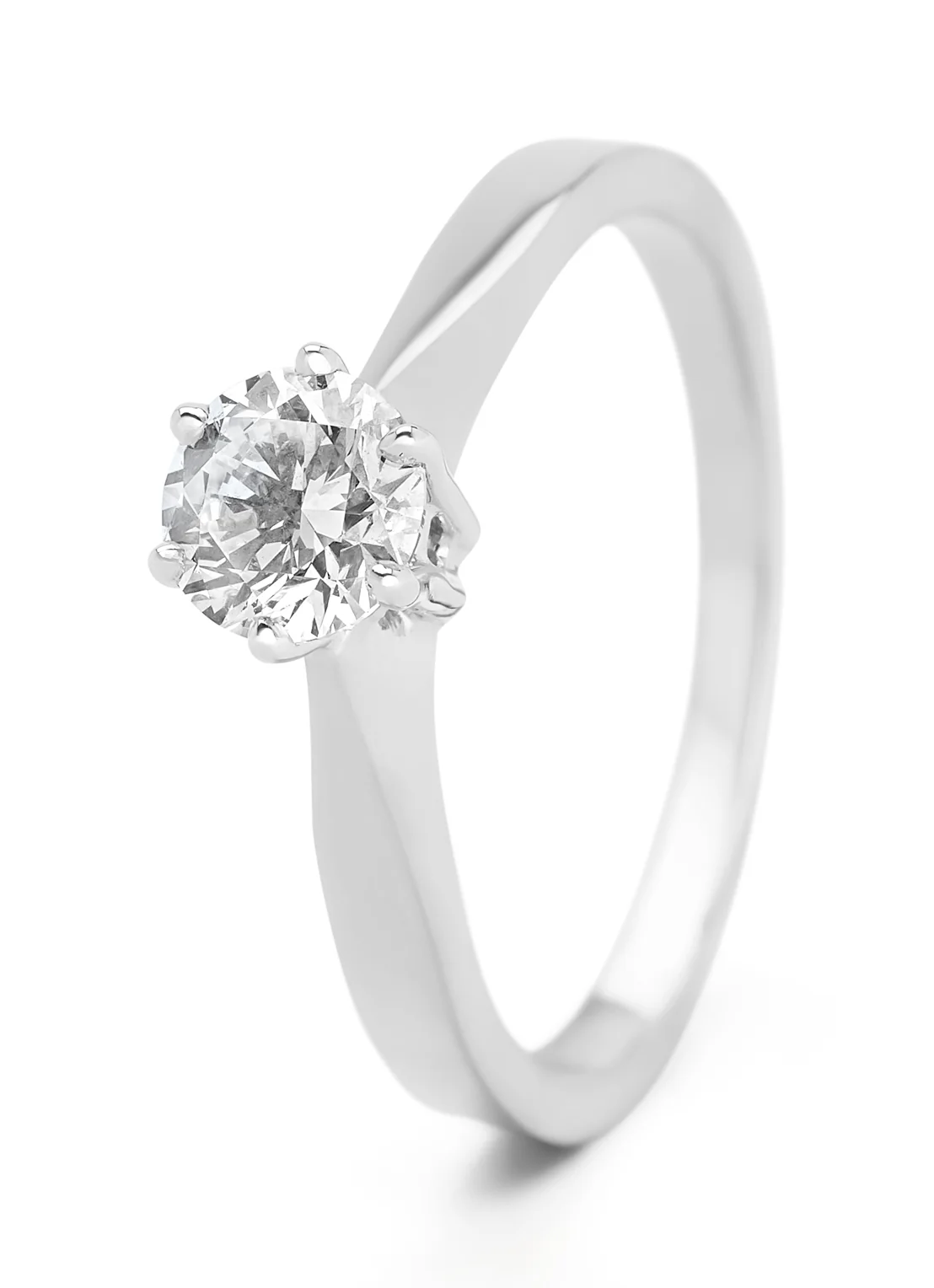 Witgouden solitairring, 0.65 ct diamant, Groeibriljant