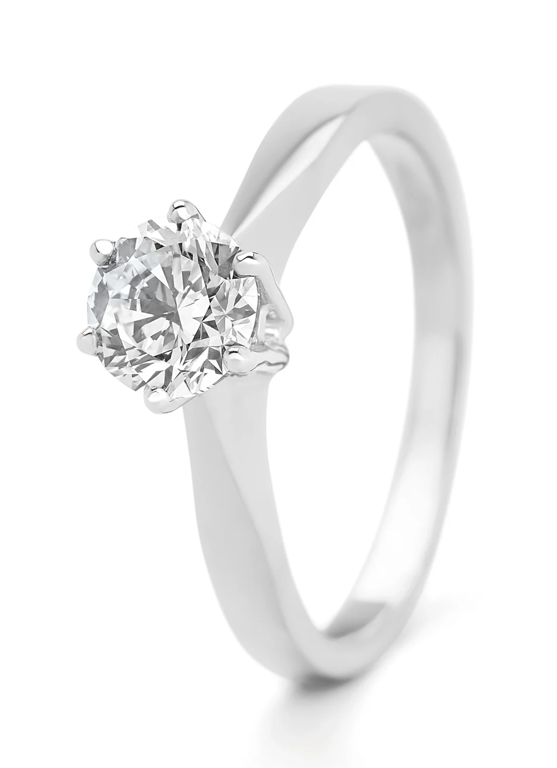 Witgouden solitairring, 0.93 ct diamant, Groeibriljant