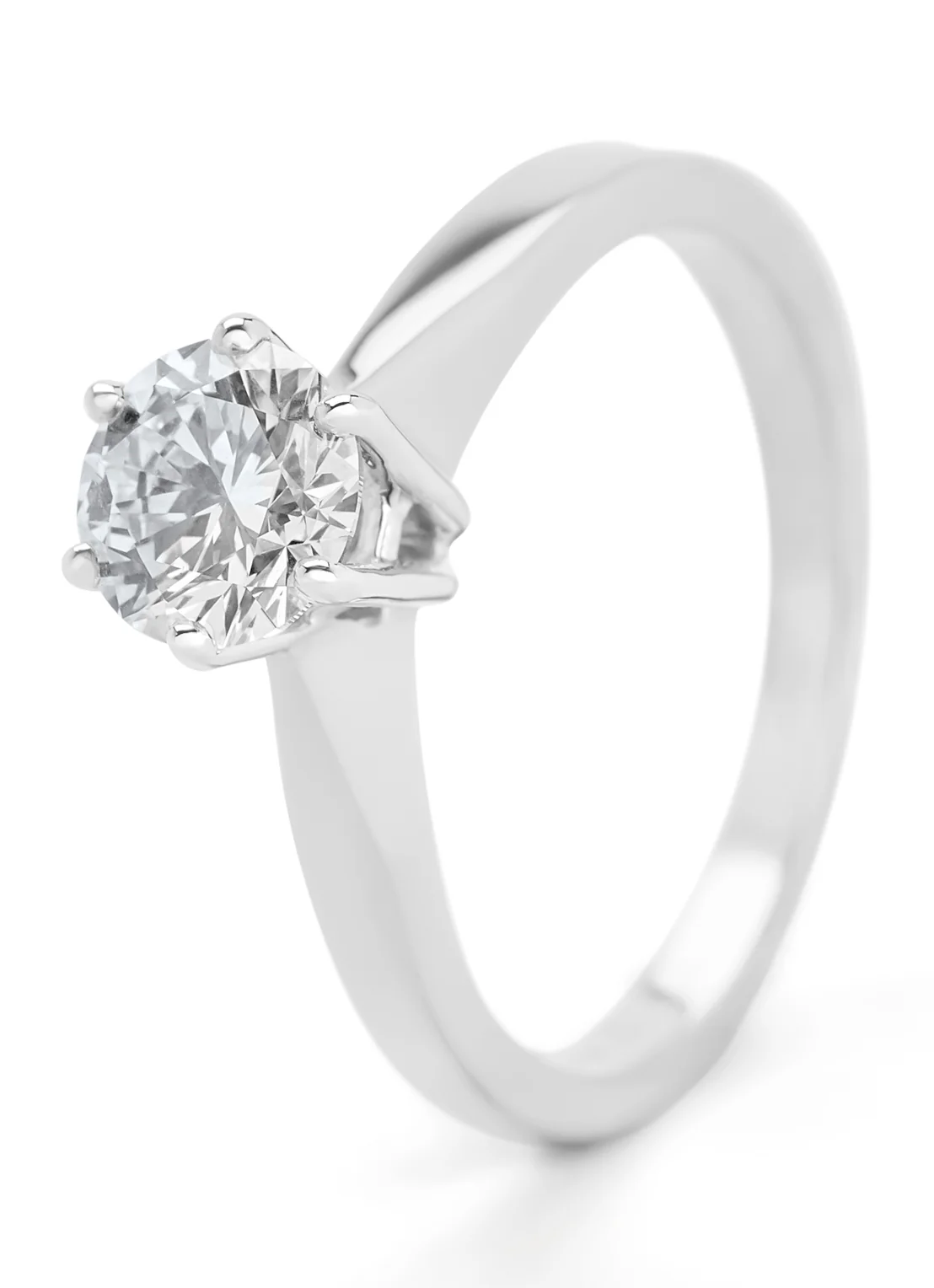 Witgouden solitairring, 1.00 ct diamant, Groeibriljant